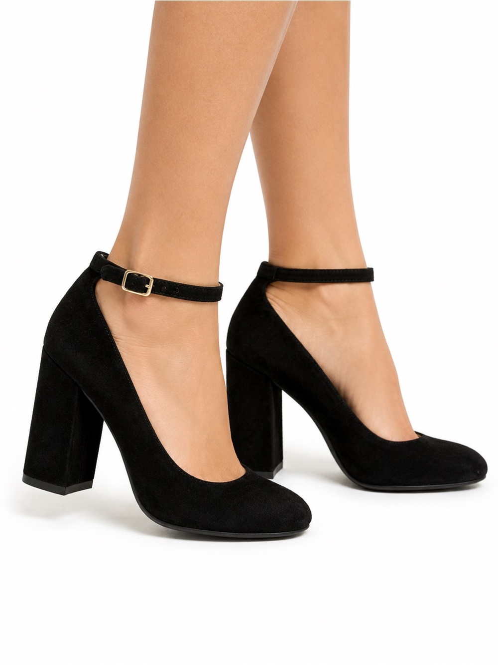 Ivanka Trump Size 8.5‎ 'Oasia' Ankle Strap Black Suede Block Heel